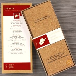 Set of Six Honky-tonk Themed Cork Coasters with Country Mistaken Lyrics